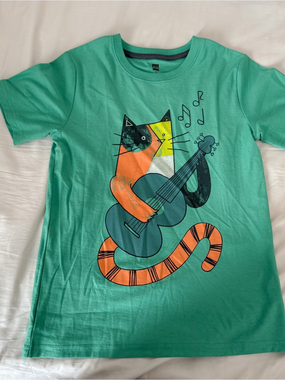 Tea Collection Graphic Cat Guitar Tee with Orange Accents